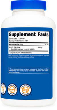 Thumbnail for Nutricost Acetyl L-Carnitine (ALCAR) 500mg, 180 Capsules, 180 Servings - Non-GMO and Gluten Free, 1 Capsule per Serving