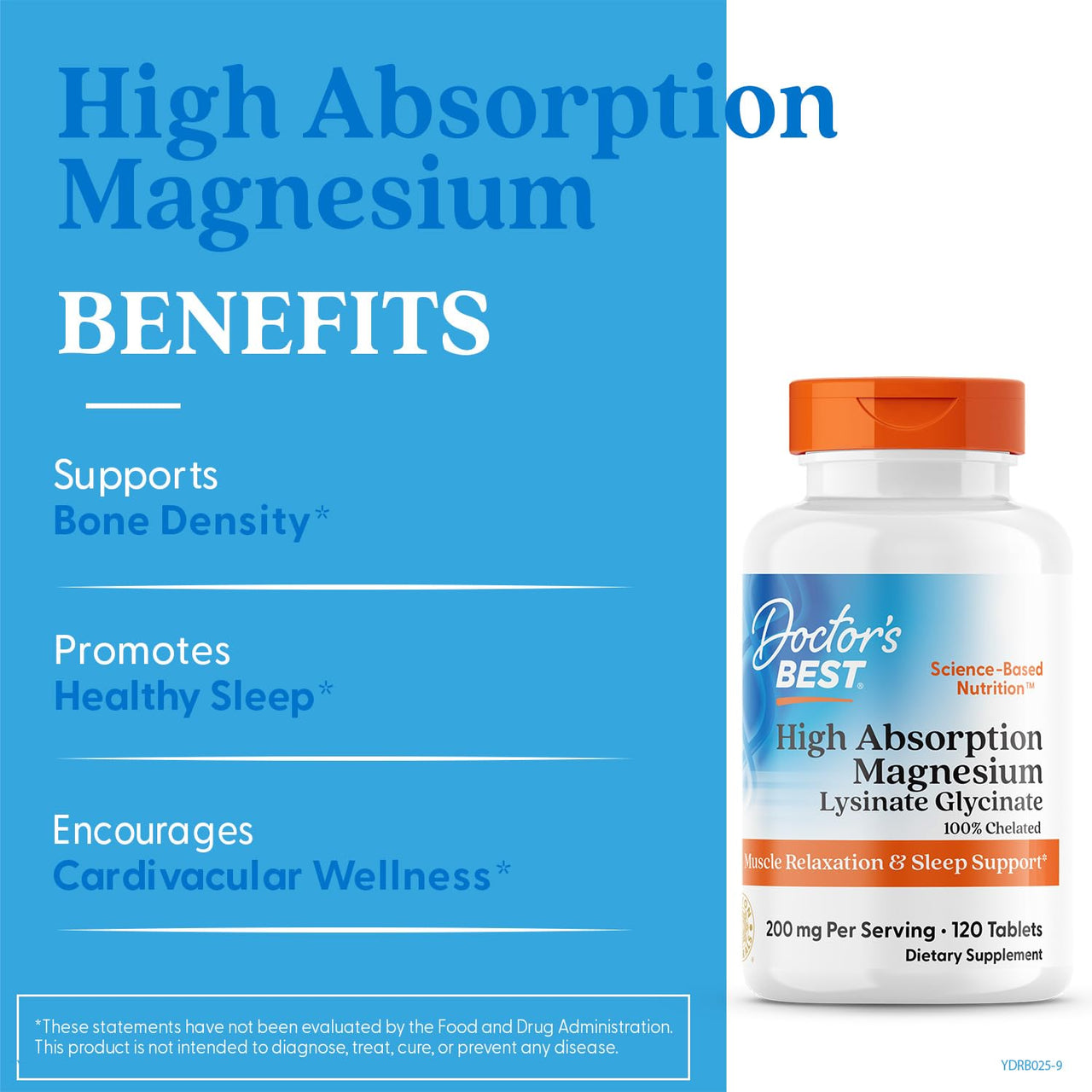 Doctor's Best High Absorption Magnesium Glycinate Lysinate, 100% Chelated, TRACCS, Not Buffered, Non-GMO, Vegan, Gluten & Soy Free, 200 mg, 120 Tablets (Packaging May Vary)