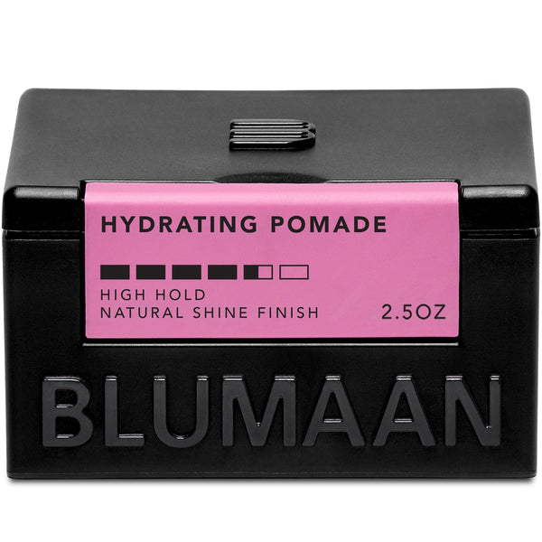 BluMaan Hydrating Pomade - Low Shine, High Hold - Water Based, Easy To Wash - Ideal for Quiffs, Pompadours, Ducktails & Slick Back Looks - 2.5 oz