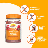 Thumbnail for Sundown Apple Cider Vinegar Gummies, Supports Energy Metabolism, Raspberry Pomegranate Flavored, 90 Ct