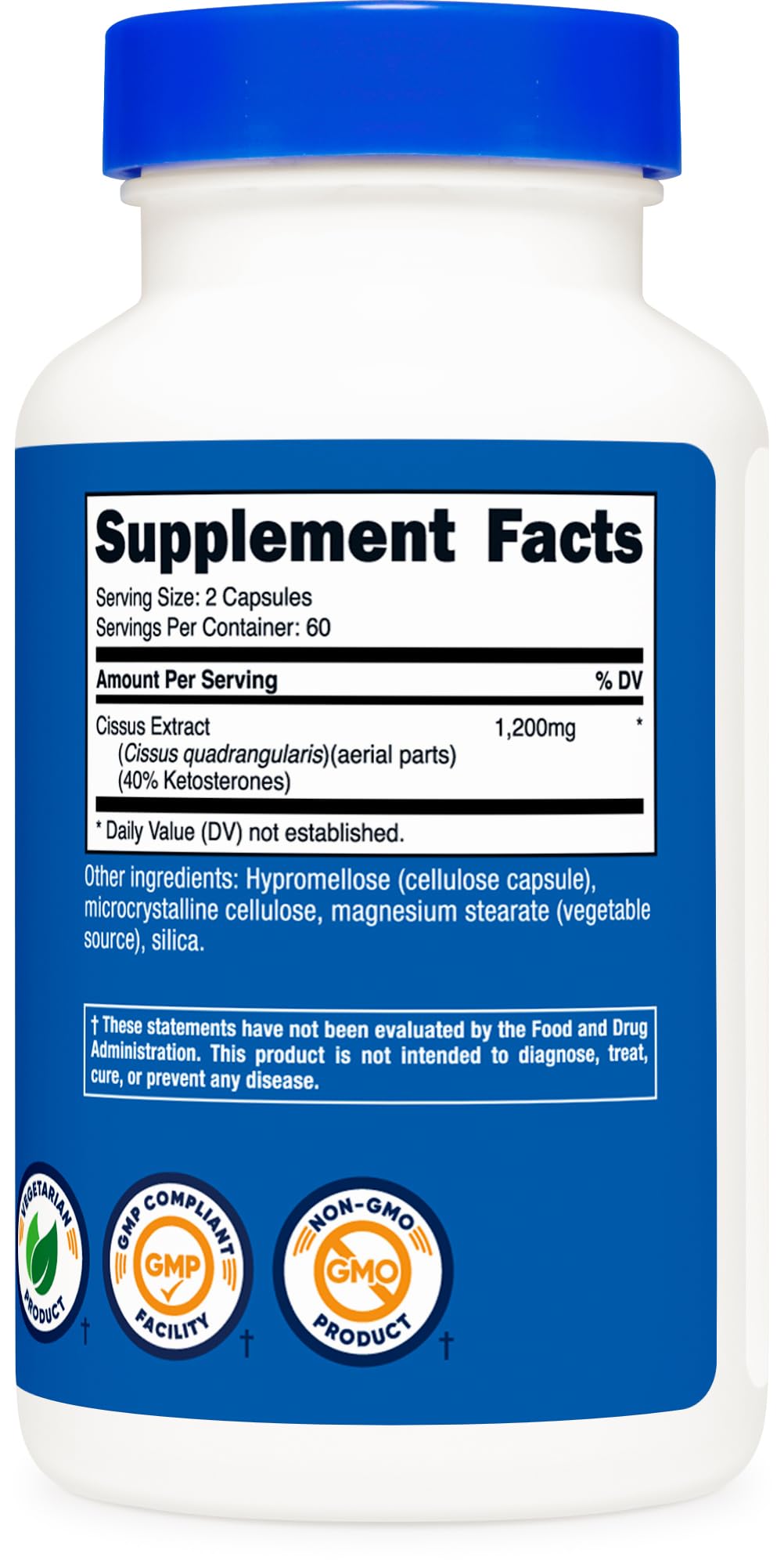 Nutricost Cissus Quadrangularis (1200mg) 120 Capsules - 60 Servings, Gluten Free, Non-GMO, and Vegetarian Friendly
