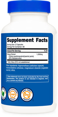 Thumbnail for Nutricost Cissus Quadrangularis (1200mg) 120 Capsules - 60 Servings, Gluten Free, Non-GMO, and Vegetarian Friendly