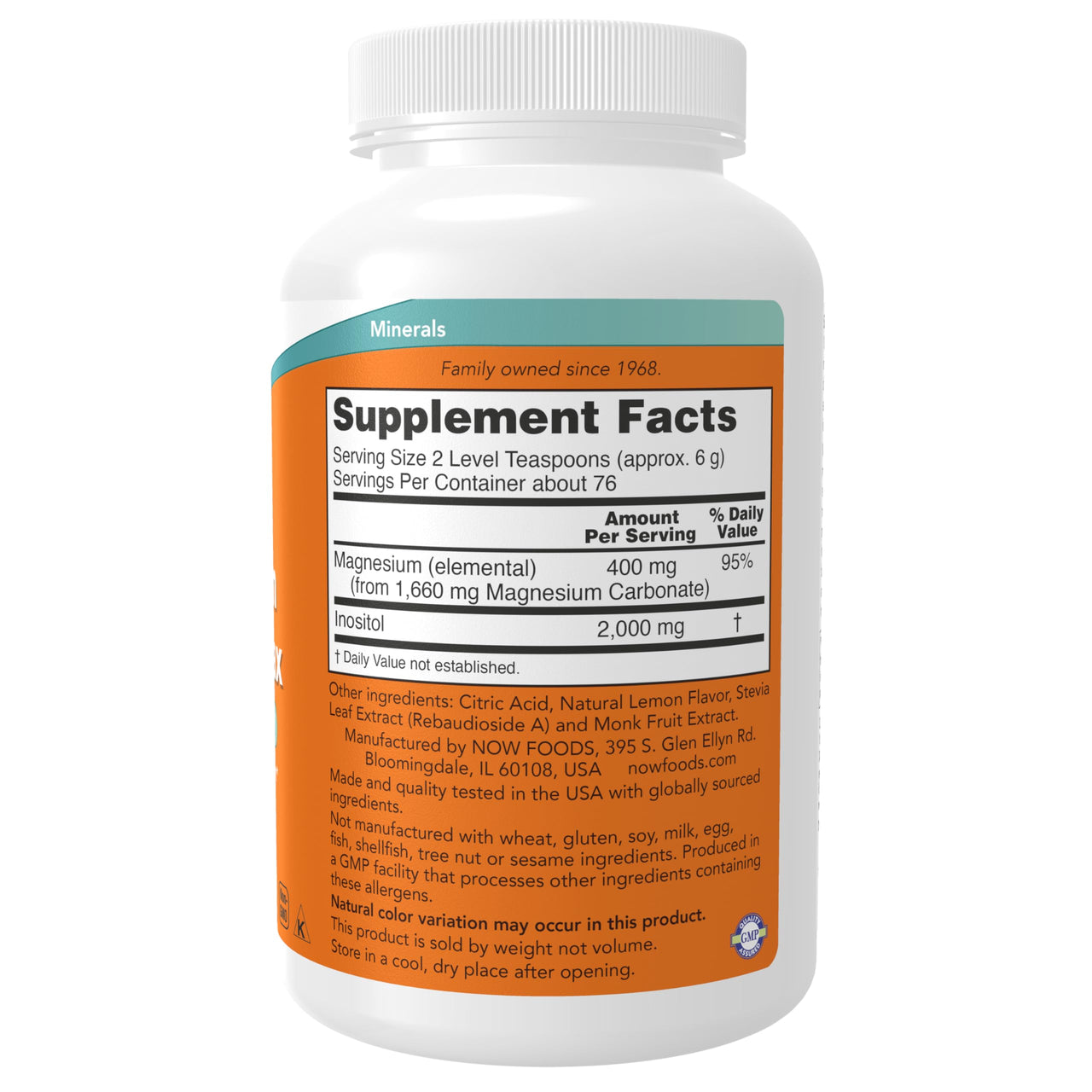 NOW Foods Supplements,powder Magnesium Inositol Relax, Nervous System Support*, Fizzy Lemonade Flavor, 16-Ounce