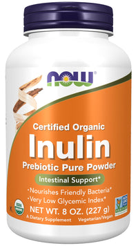 Thumbnail for NOW Foods Supplements, Inulin Prebiotic Pure Powder, Certified Organic, Non-GMO Project Verified, Intestinal Support*, 8-Ounce