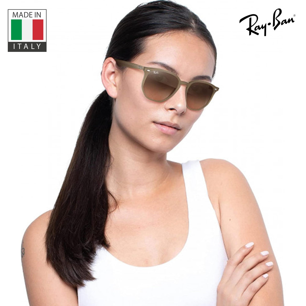 Ray-Ban RB4306 Square-Round Shaped Non-Polarized Sunglasses for Men & Women – Includes Official RAYBAN Eyewear Kit – Ideal Formal & Casual Wear Sunglasses – Dark Brown Lens