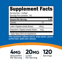 Thumbnail for Nutricost Zeaxanthin with Lutein 20mg, 120 Softgels - Potent, Non-GMO, Gluten Free