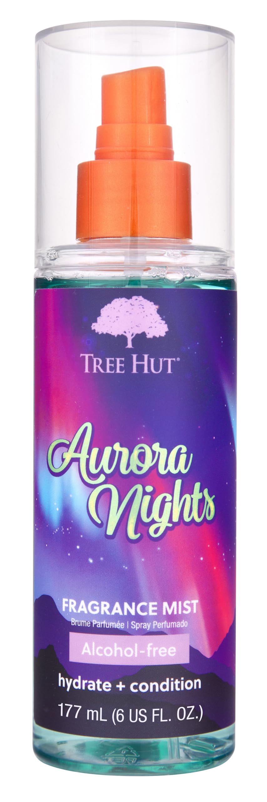 Tree Hut Aurora Nights Fragrance Mist, Hydrating, Alcohol-Free Formula, Cozy Scent with Warm Pistachio and Toasted Marshmallow Notes, 6 Fl Oz