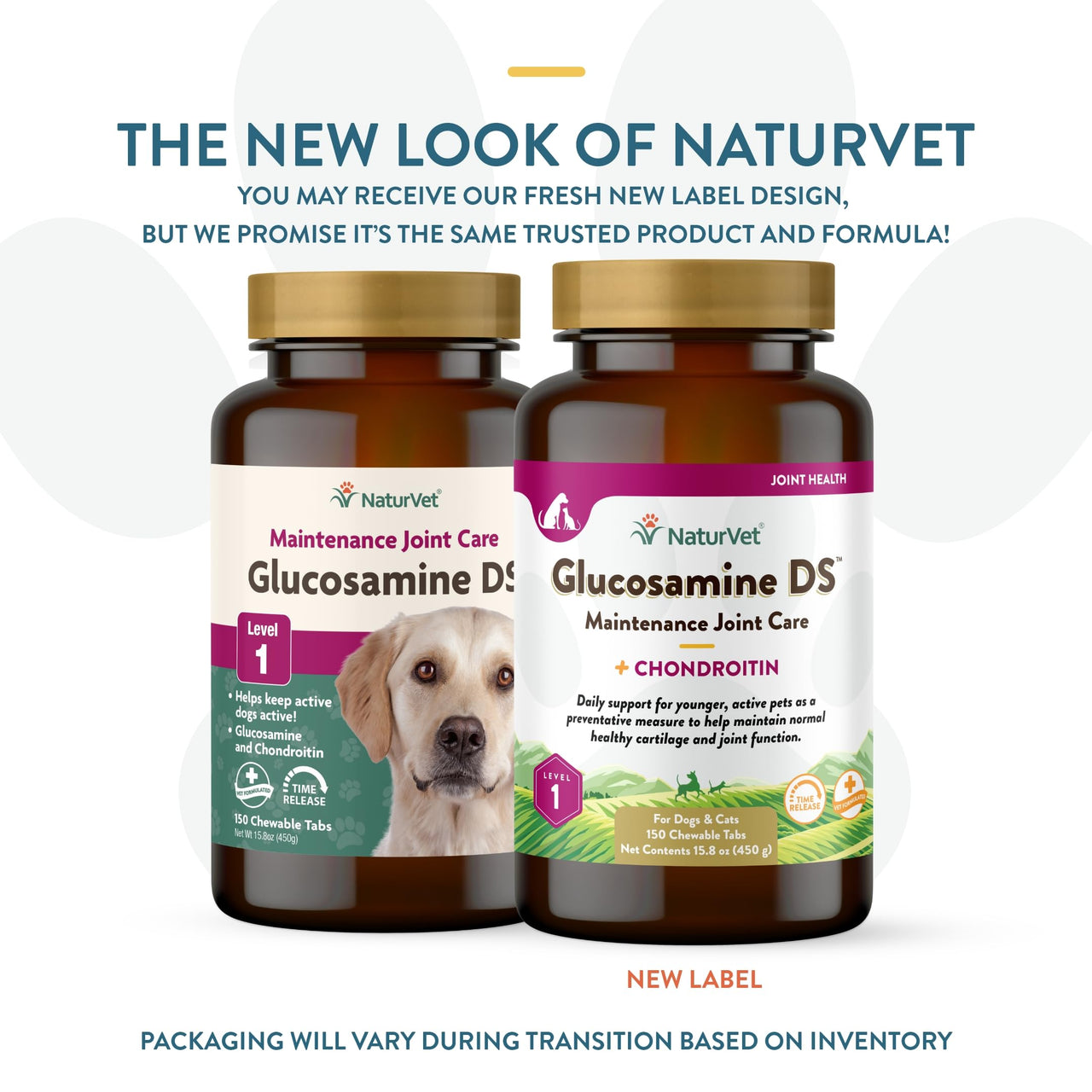 NaturVet Glucosamine DS Level 1 Maintenance Care Hip & Joint Support Pet Supplement for Dogs & Cats –Glucosamine, Chondroitin, Antioxidants –Supports Cartilage, Joint Function – 150 Ct.