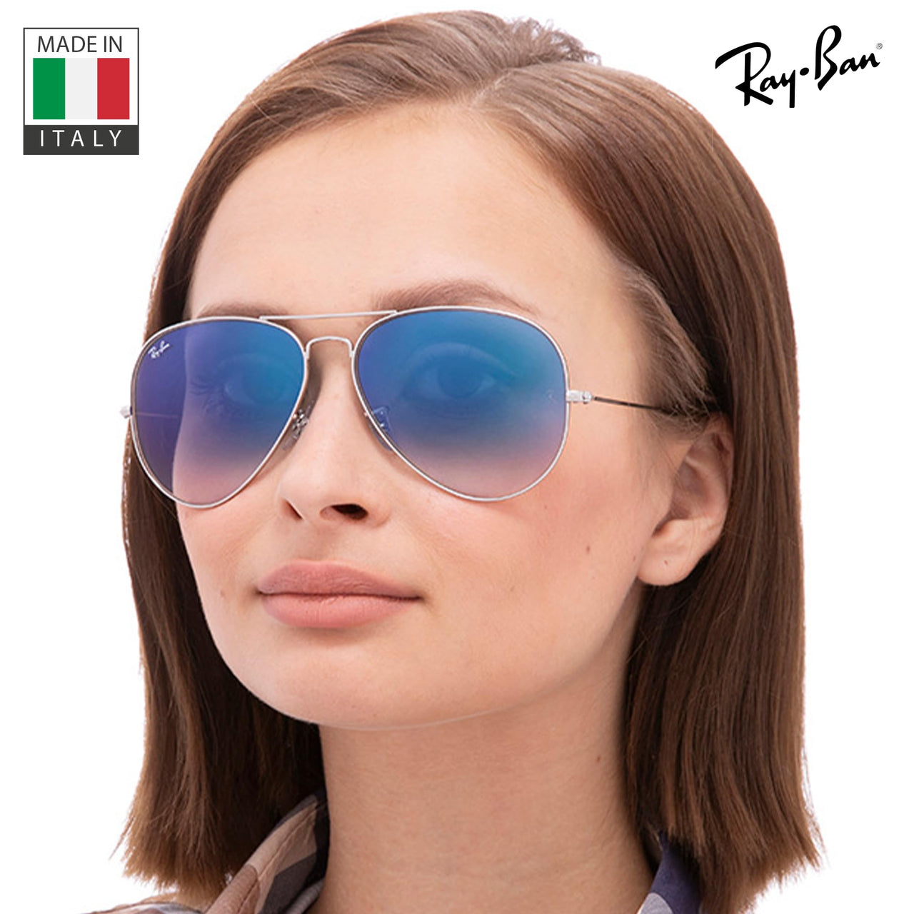 Ray-Ban RB3025 AVIATOR GRADIENT Pilot Shaped Non-Polarized Sunglasses for Men & Women – Includes Official RAYBAN Eyewear Kit – Ideal Formal & Casual Wear Sunglasses – Light Blue Lens