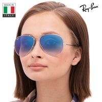 Thumbnail for Ray-Ban RB3025 AVIATOR GRADIENT Pilot Shaped Non-Polarized Sunglasses for Men & Women – Includes Official RAYBAN Eyewear Kit – Ideal Formal & Casual Wear Sunglasses – Light Blue Lens