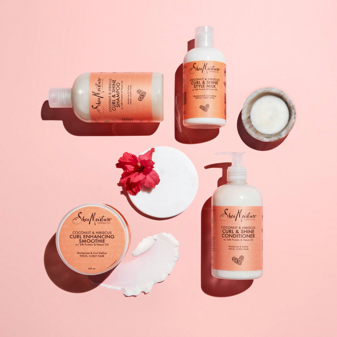 SheaMoisture Coconut & Hibiscus Curl Enhancer no silicones or sulphates smoothie for thick, curly hair 326 ml