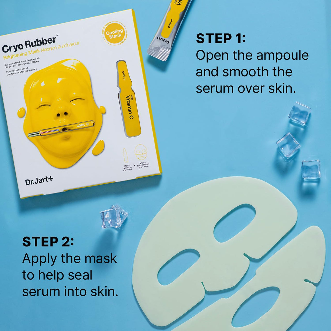 Dr.Jart+ Cryo Rubber Brightening Korean Face Mask with Niacinamide| Korean Skin Care | Travel Size, 1 Pack