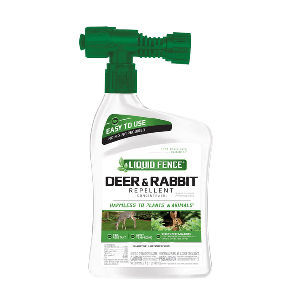 Liquid Fence Deer And Rabbit Repellent Concentrate 32 Ounces, Hose-End Sprayer