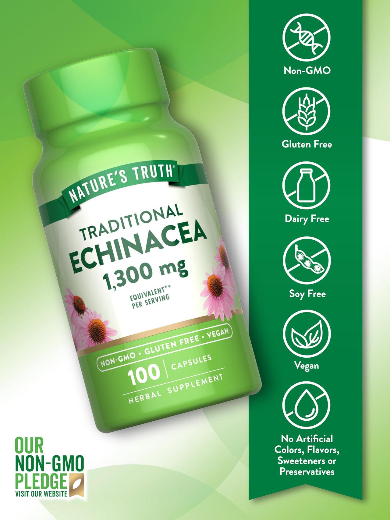 Nature's Truth Echinacea Extract Capsules | 100 Count | Non-GMO & Gluten Free