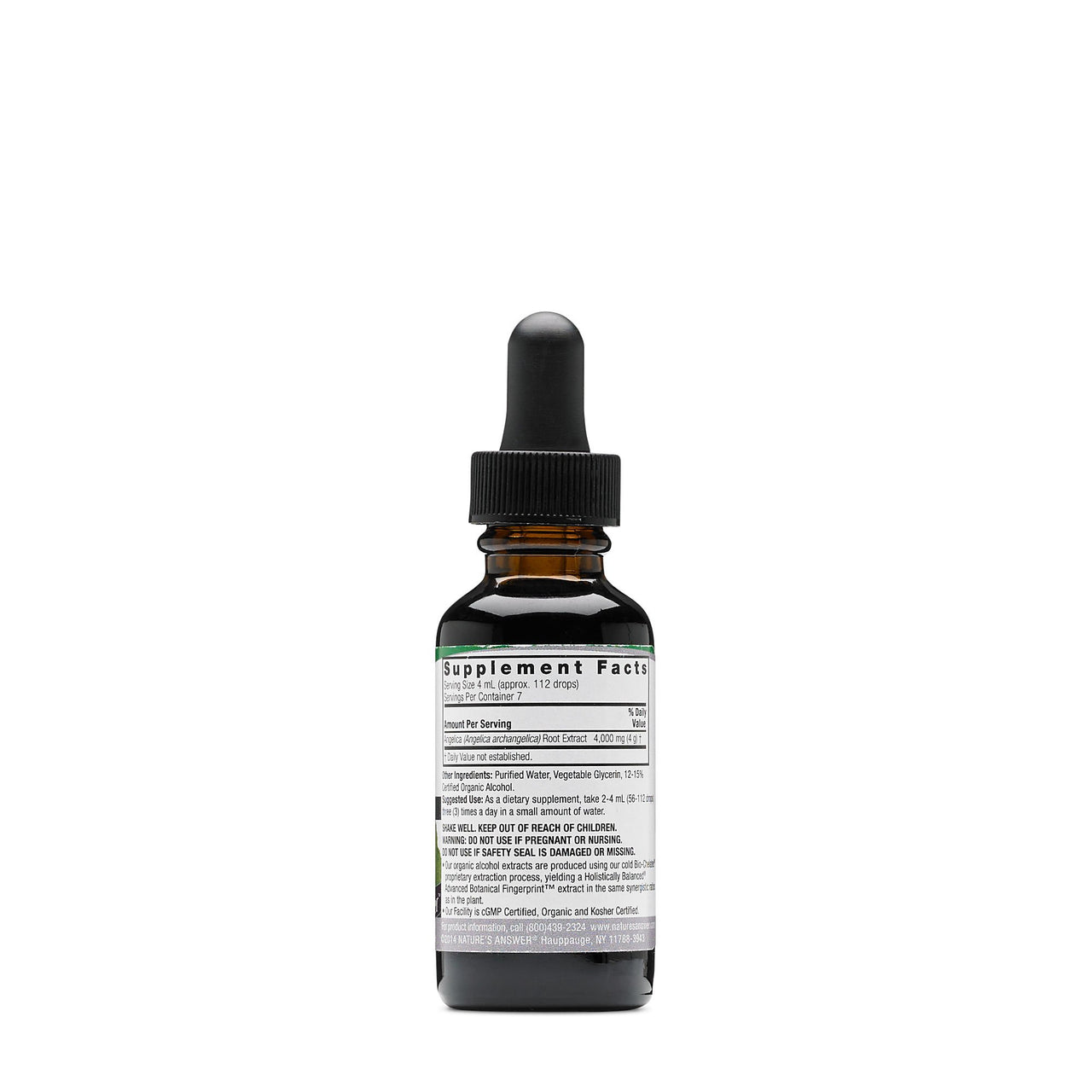 Nature's Answer Angelica Root with Organic Alcohol, 1-Fluid Ounce