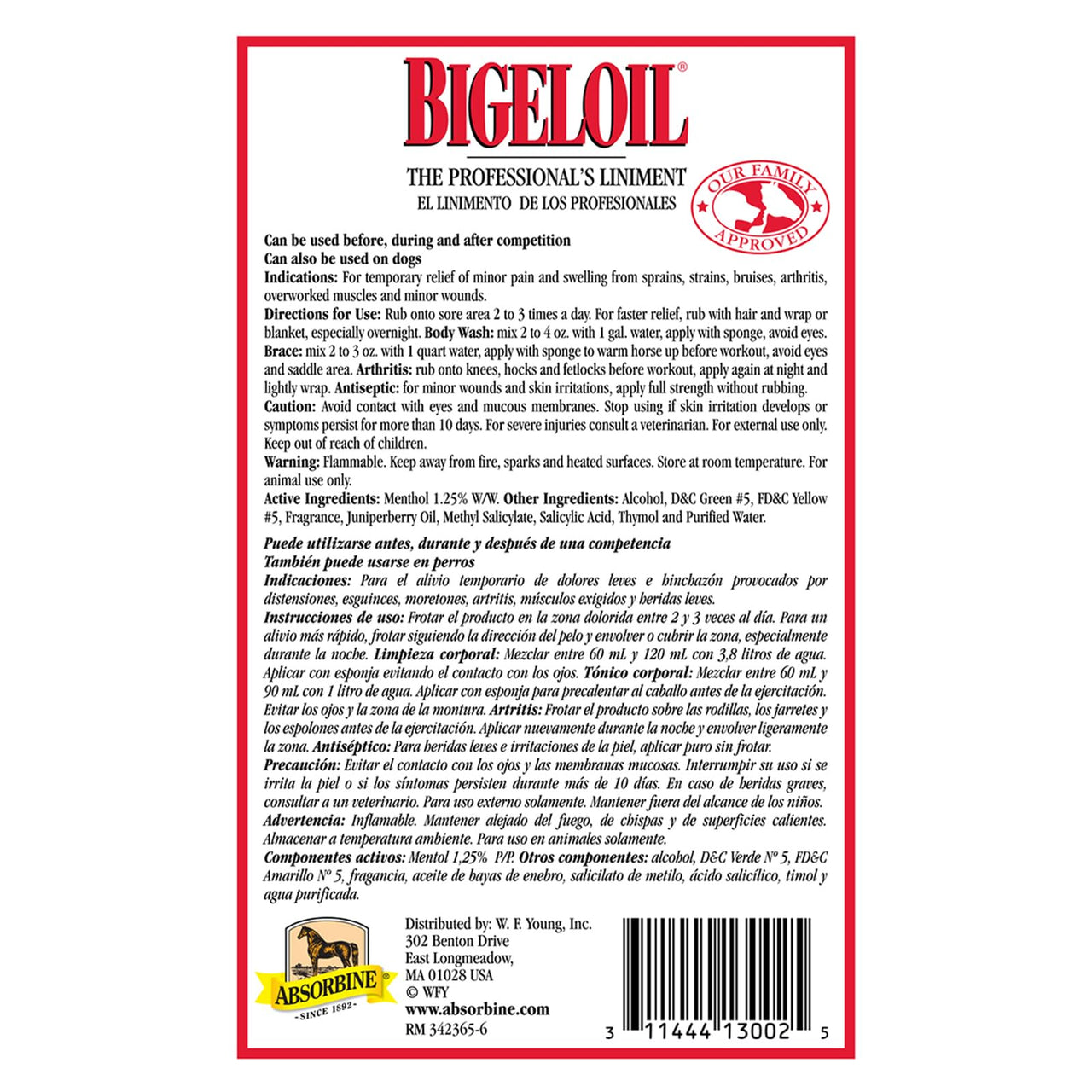 Absorbine Bigeloil Liniment, 32oz, Topical Pain Relief Liquid