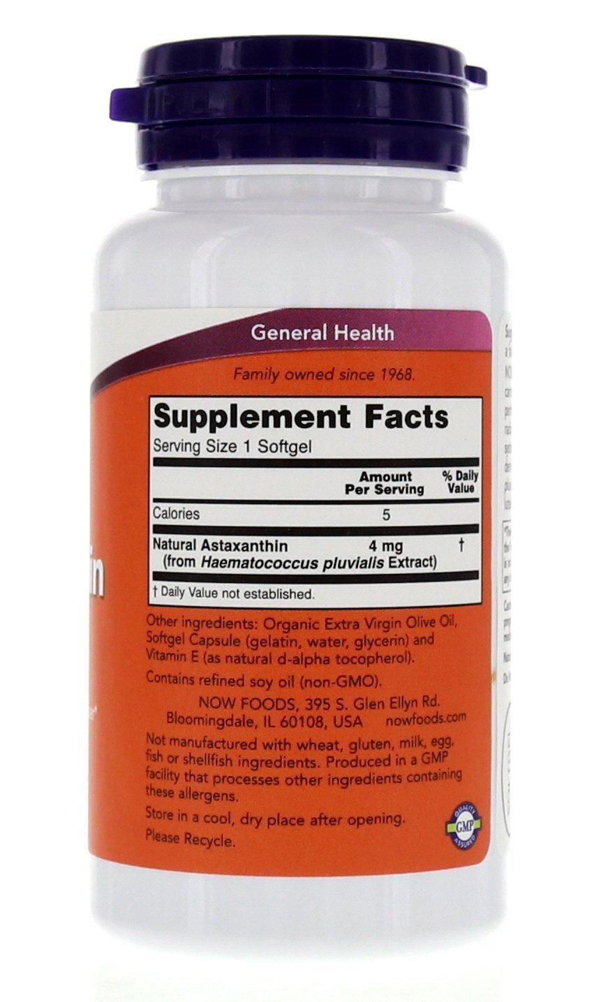 NOW Foods Astaxanthin 4mg 90 Softgels (Cellular Protection) (Pack of 2)