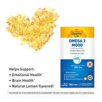 Thumbnail for Country Life Omega 3 Fish Oil Supplement - High Concentration EPA and DHA Omega 3 Fatty Acids - 2000mg Fish Oil for Emotional Health, Mood Support, and No Fish Taste - Natural Lemon Flavor