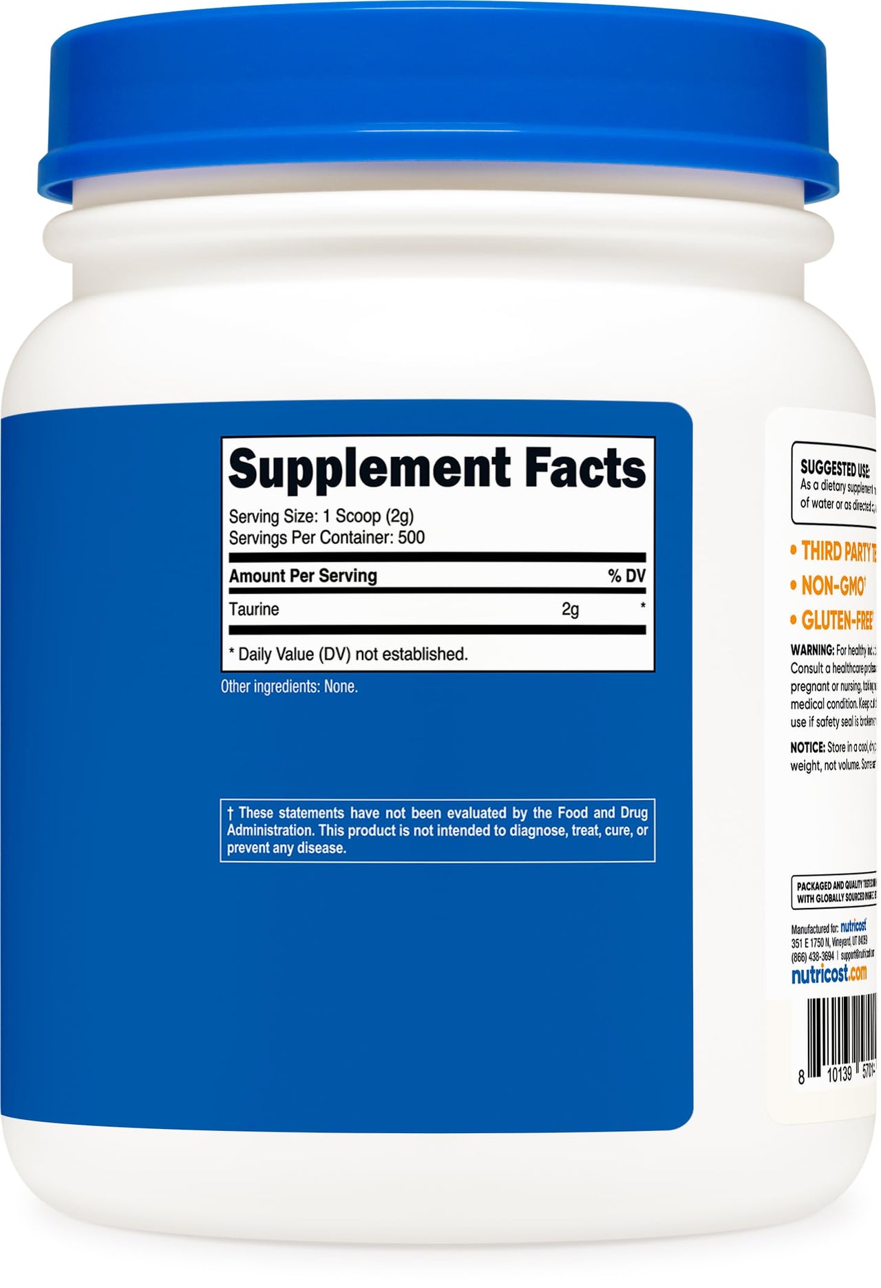 Nutricost Taurine Powder (1KG) - 500 Servings