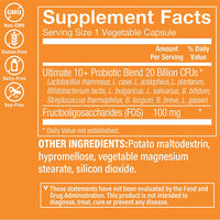 Thumbnail for The Vitamin Shoppe Ultimate 10+ Probiotics 20 Billion CFU - 10 Probiotic Strains for Digestive Health, Immune & Gut Support (60 Vegetable Capsule)