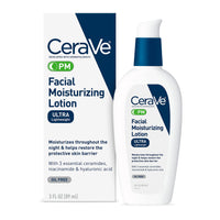 Thumbnail for CeraVe PM Facial Moisturizing Lotion, Night Cream with Hyaluronic Acid and Niacinamide, Ultra-Lightweight, Oil-Free Moisturizer for Face, 3 Ounce