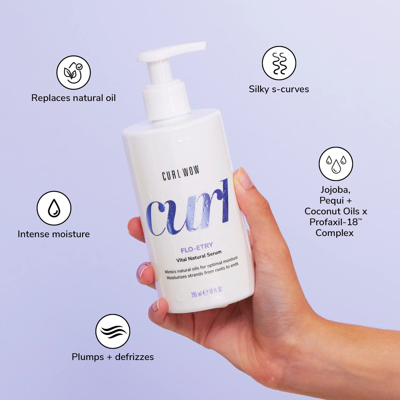 COLOR WOW Curl Wow Flo-etry Vital Natural Serum – Rich-oil blend moisturizes dry, dehydrated strands from root to tip for instantly plump, plush, juicy curls, No weight or greasy feel!