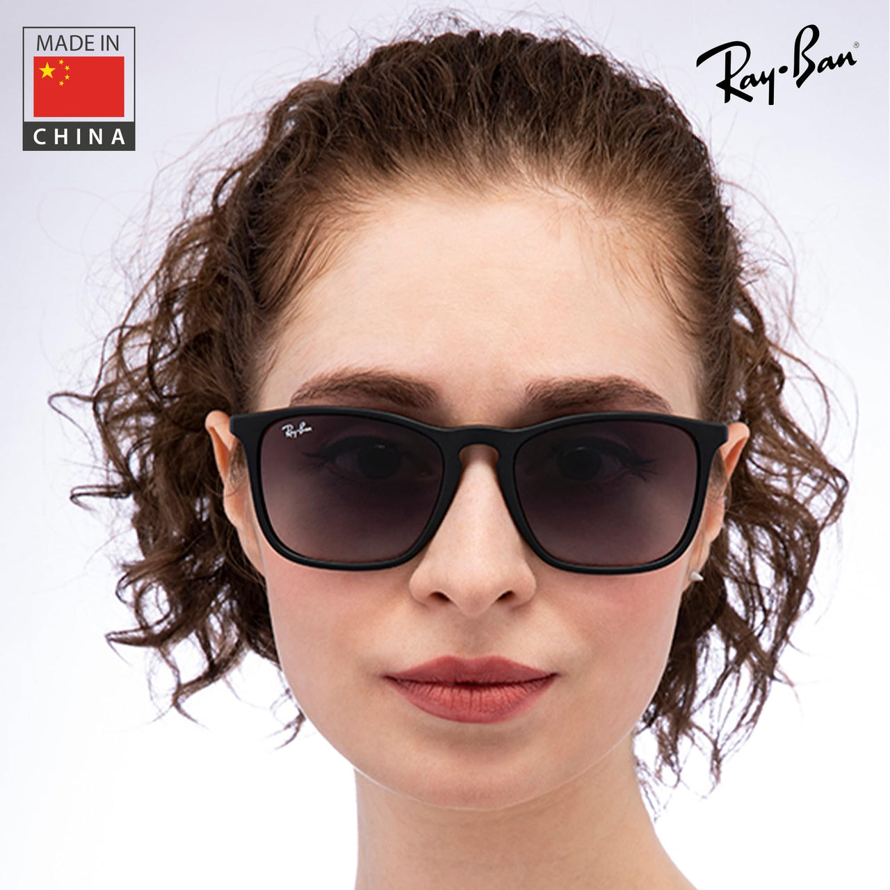 Ray-Ban RB4187 CHRIS Square Shaped Non-Polarized Sunglasses for Men – Includes Official RAYBAN Eyewear Kit – Ideal Formal & Casual Wear Sunglasses – Light Grey Gradient Lens