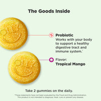 Thumbnail for OLLY Probiotic Gummy, Immune and Digestive Support, 1 Billion CFUs, Chewable Probiotic Supplement, Mango, 25 Day Supply - 50 Count