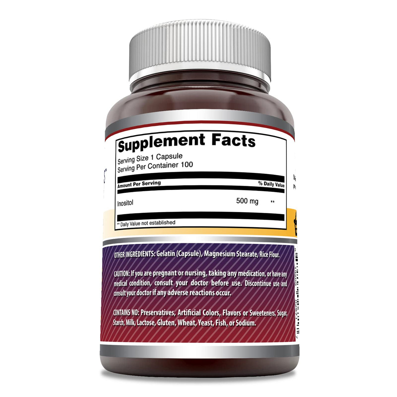 Amazing Formulas Inositol 500 Mg | Capsules Supplement | Non-GMO | Gluten-Free | Made in USA (1 Pack | 100 Count)