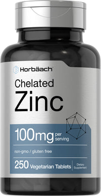 Thumbnail for Horbäach Chelated Zinc Supplement 100mg | 250 Tablets | High Potency & Superior Absorption | Vegetarian, Non-GMO, Gluten Free