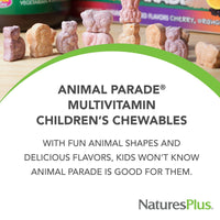Thumbnail for NaturesPlus Animal Parade Children's Chewable Multivitamin - Grape Flavor - 180 Animal-Shaped Tablets - Promotes Health & Well-Being - Vegetarian, Gluten Free - 90 Servings