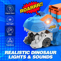 Thumbnail for TERRAMUS Dinosaur Transport Truck Toy for Kids - 3 in 1 Ejection Folding Track Toys w/Sound 8 Race Cars, Portable Vehicles Set Best Gift for Boys Girls 3 4 5 6 Years Old - Possesses Invention Patents