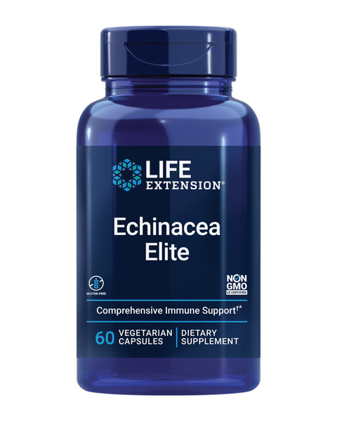 Life Extension Echinacea Elite, E. purpurea, E. angustifolia, Whole-Plant Extract, Immune Support, Dual-extracts, standardized Formula, Gluten Free, Non-GMO, Vegetarian, 60 Capsules