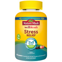 Thumbnail for Nature Made Wellblends Stress Relief Gummies, L theanine 200mg to Help Reduce Stress, with GABA 100mg, Same Day Stress Support, 40 Strawberry Flavor Gummies