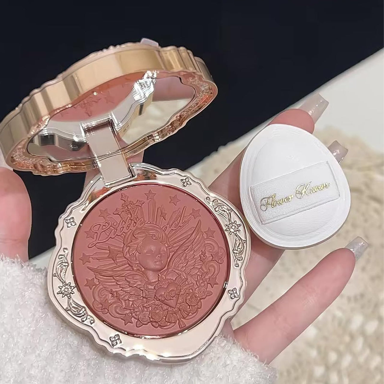 Flower Knows Little Angel Cream Blush,Muted Red Hydrating Blush for Cheeks,Buildable & Blendable Dewy Face Makeup,Soft Long-Lasting Cute Make Up for Women & Girls,0.21 Oz(01 Flaming Heart)