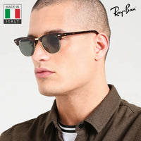 Thumbnail for Ray-Ban RB3016 Clubmaster Polarized Classic Square Shape Sunglasses With Eyewear Kit Bundle - High Bridge Fit - Ideal Formal and Casual Wear Square Sunglasses