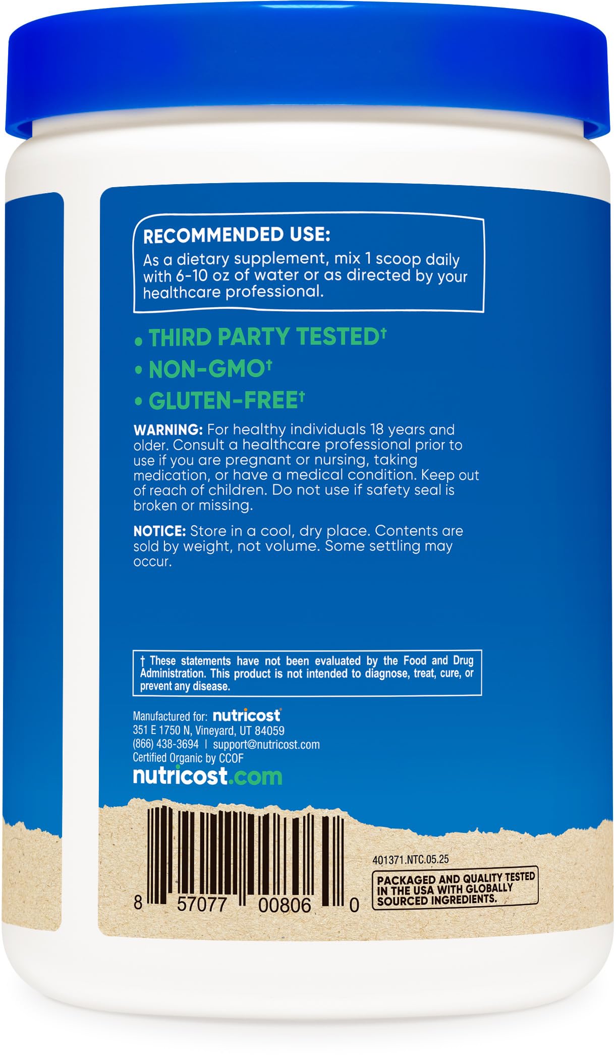 Nutricost Organic Cordyceps Mushroom Powder 250 Grams - USDA Certified Organic, Non-GMO, Gluten Free