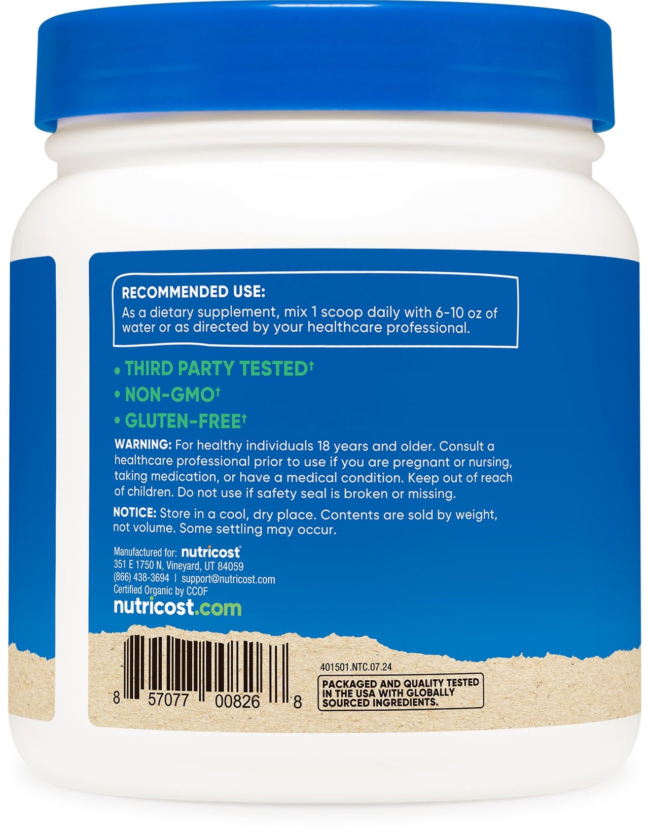 Nutricost Organic Chlorella Powder 16oz (1LB) - 3g Per Serving