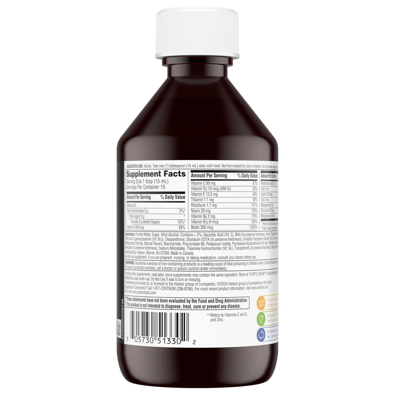 Centrum Liquid Multivitamin for Adults, Multivitamin/Multimineral Supplement with B Vitamins and Antioxidants, Citrus Flavor - 8 Fl Oz