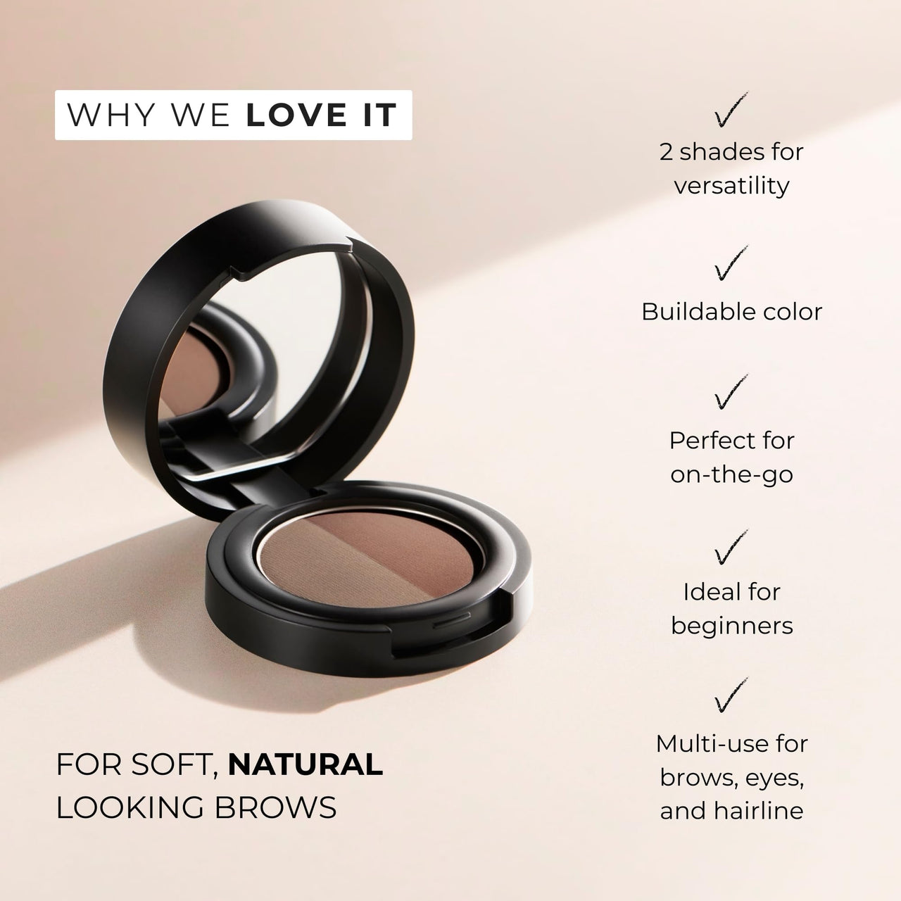 Soft Brow Define & Fill Powder Duo, Includes Dual ended Brush, Vegan and Cruelty Free (Blonde)