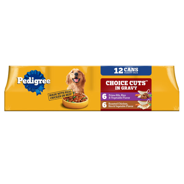 Pedigree Wet Dog Food, Choice Cuts Adult Canned Dog Food Variety Pack, 13.2 oz. Cans, 12 Count