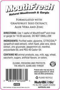 Thumbnail for NutriBiotic MouthFresh, Refreshing Peppermint 16 Oz. Twin Pack | Natural Mouthwash & Gargle with Grapefruit Seed Extract, Aloe, Zinc & Witch Hazel | Fluoride-Free & Made Without GMOs & Gluten