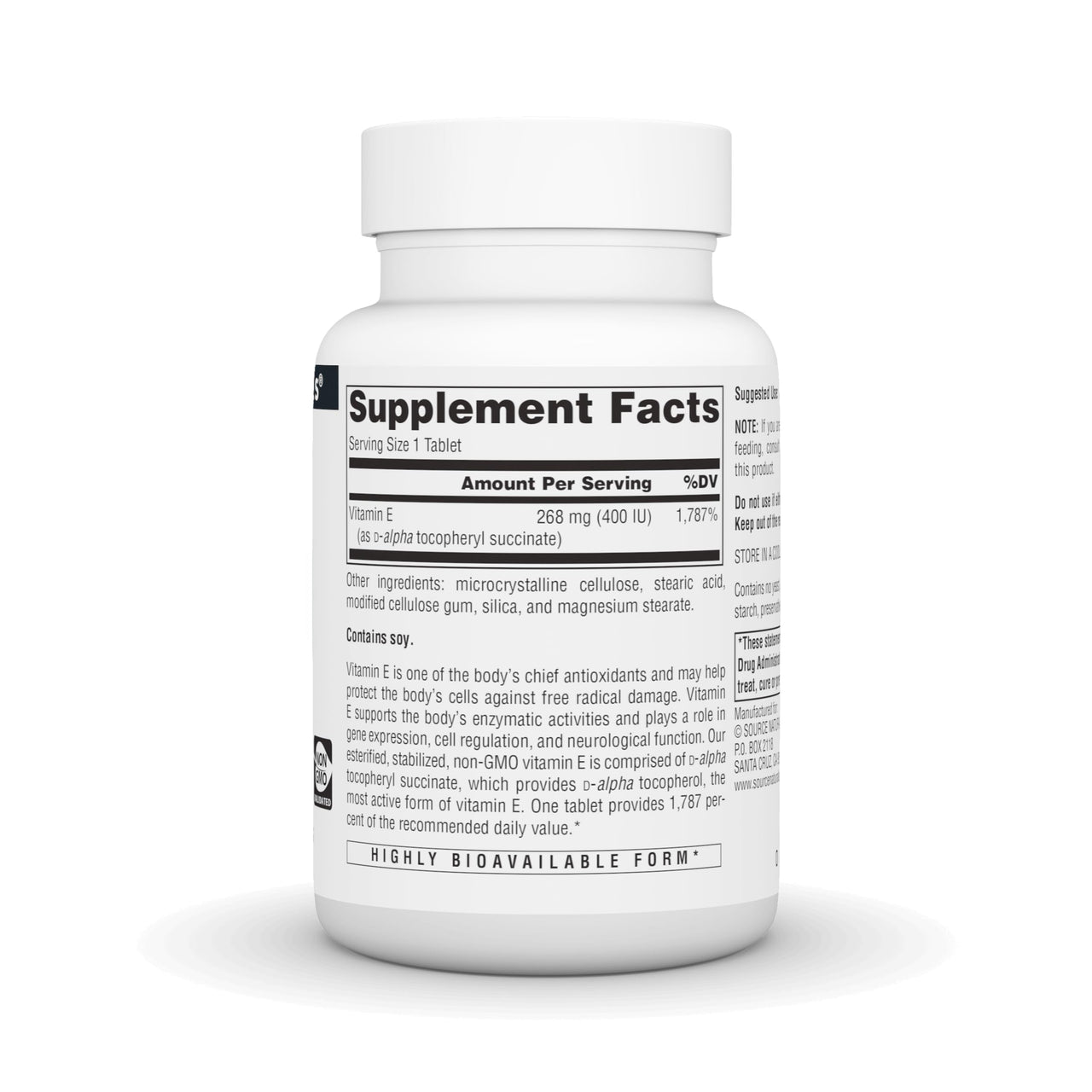Source Naturals Non-GMO Vitamin E, Antioxidant Support*, 268 mg (400 IU) - 60 Tablets