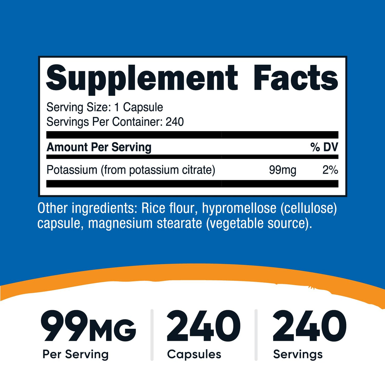 Nutricost Potassium Citrate 99mg, 240 Capsules - Gluten Free, Non-GMO