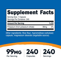 Thumbnail for Nutricost Potassium Citrate 99mg, 240 Capsules - Gluten Free, Non-GMO