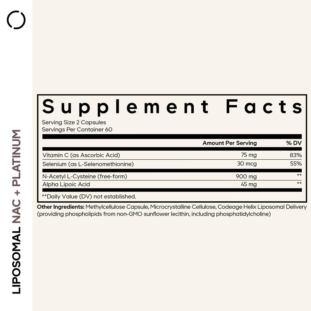 Codeage Liposomal NAC+ Platinum - N-Acetyl L-Cysteine, Vitamin C, Alpha Lipoic Acid, Selenium - 2-Month Supply - Helix Liposomal Delivery - Phospholipid - Non-GMO NAC Dietary Supplement - 120 Capsules