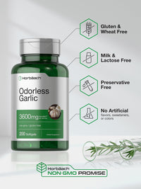 Thumbnail for Horbäach Odorless Garlic Softgels | 200 Count | Ultra Potent Garlic Extract | Non-GMO & Gluten Free Supplement