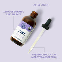 Thumbnail for VIMERGY USDA Organic Zinc Supplements for Women & Men (7.5mg Liquid Zinc Per Serving) Fast-Absorbing Immune Support, Promotes Healthy Bones & Skin, Vegan, Up to 57 Servings (115 mL)