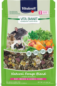 Thumbnail for Vitakraft Vita Smart Rat Mouse and Gerbil Food 2 lb Bag with Wholesome Daily Nutrition Premium Seeds Grains Vegetables Fruits Fortified with Essential Vitamins Minerals for Small Pet Health