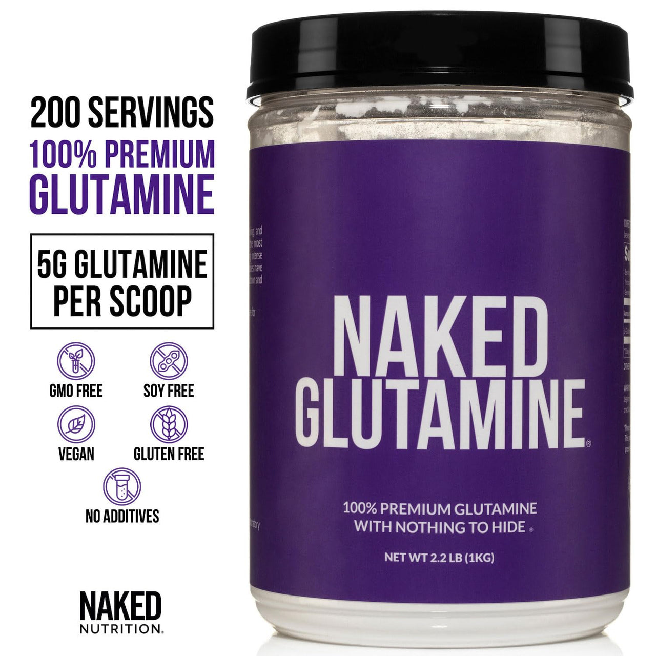 NAKED Chocolate Whey Isolate (24 Servings) + Pure L-Glutamine Powder 2.2LB (200 Servings) – Grass-Fed Protein; Bulk; Non-GMO; Gluten Free; Soy Free; Vegan